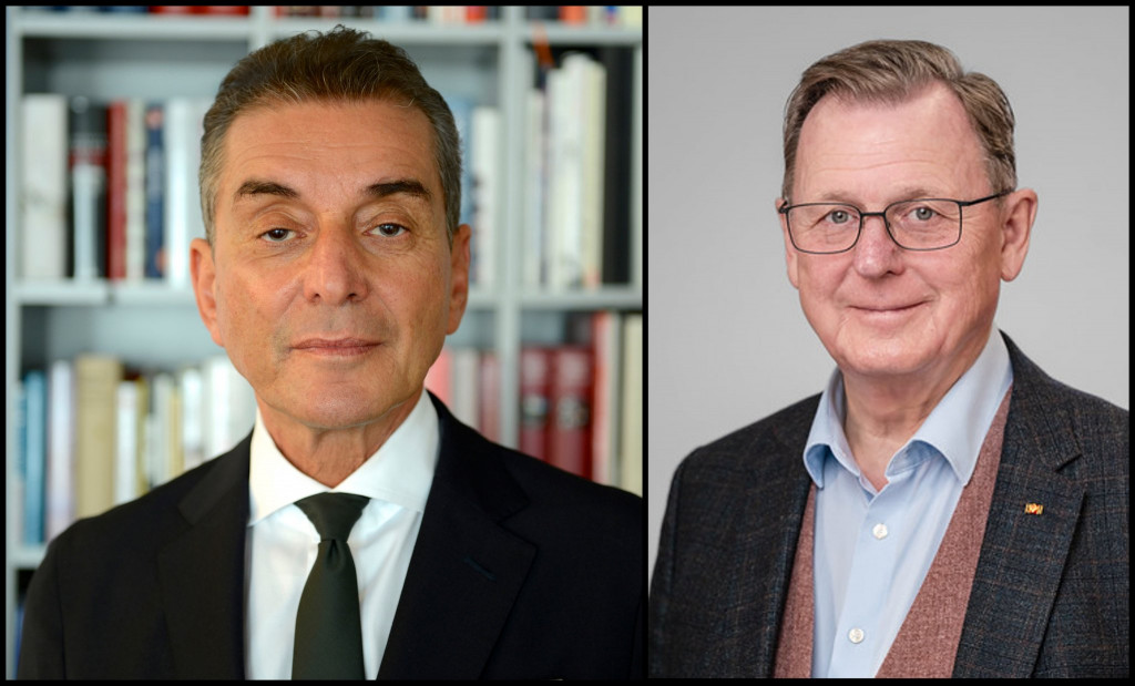 Michel Friedman (links; Foto: Nicci Kuhn) und Sylvia Asmus sind mit dem Format »Friedman fragt…« zu Gast und empfangen mit uns Bodo Ramelow (rechts; Foto: Christian Seeling).
